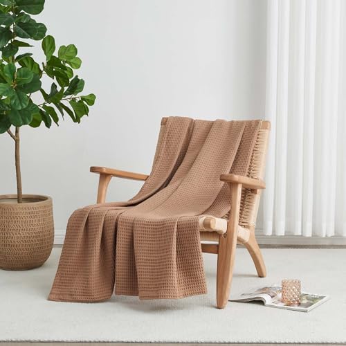 100% Cotton Taupe Blanket Full/Queen Size for Bed - Breathable and