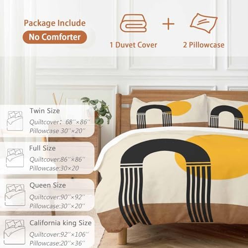Modern Boho Bedding 3 Piece Duvet Cover Set Queen Size, Geometric