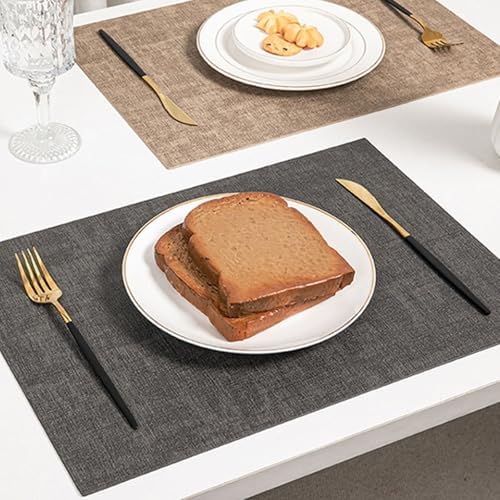 6 PCS Dining Table Placemats, 11.82 x 16.93 Inches Leather Gray Black