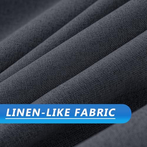 Linen 100% Blackout Curtains for Bedroom, Black Out Curtains 84 Inch