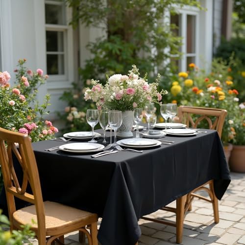sancua Rectangle Tablecloth, 54 x 108 Inch, Black