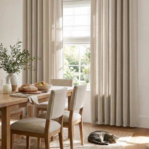 jinchan Linen Curtain 96 Inch Light Filtering Grommet 1 Panel Taupe