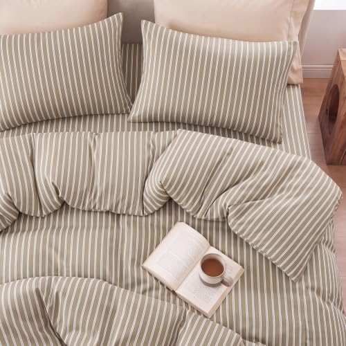 Bedbay Striped Duvet Cover Set King Size, 100% Cotton 300TC Sateen