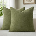 a moment Olive Green Chenille Throw Pillow Covers 22x22 Inch Pack of 2