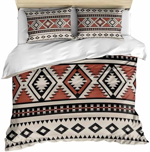 Beige Boho Bedding Duvet Cover Queen Size - 1 Quilt Cover 90x90 Inches