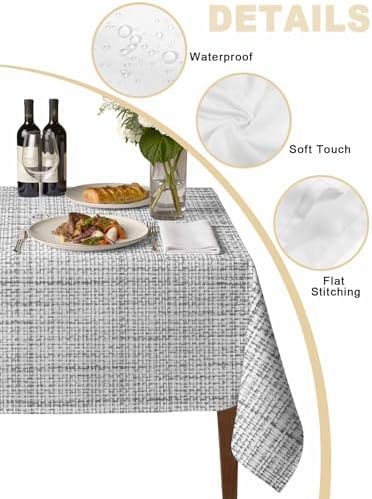 Grey Rustic Table Cloth, Vintage Farmhouse GraySolid Color Waterproof