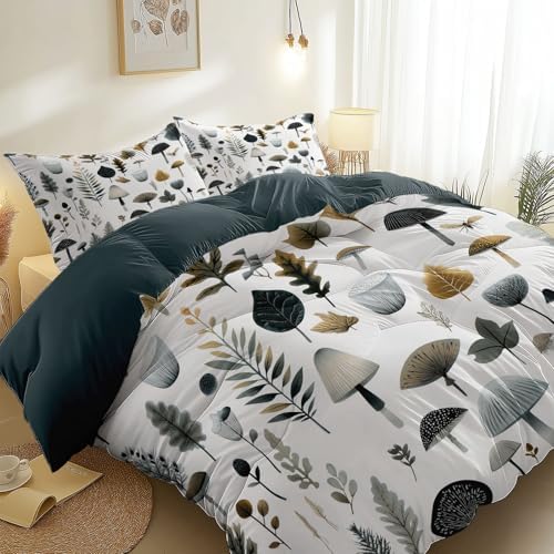 Soft and Breathable Duvet Cover King Size, Reversible Grey Duvet Cover