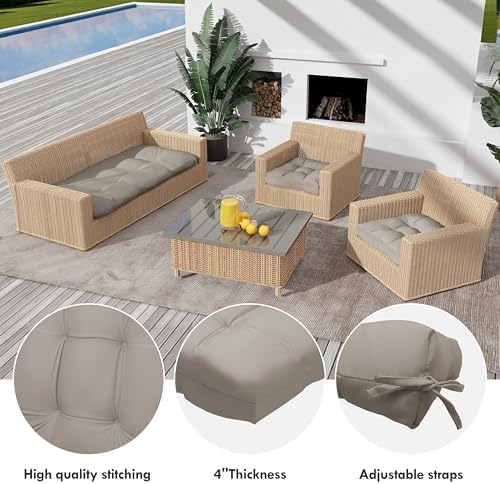 Outdoor Wicker Chair Cushions Set of 3, Waterproof Wicker Cushion for