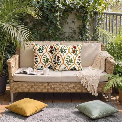 Alysheer Floral Decorative Embroidered Throw Pillow Cover 18"x18"