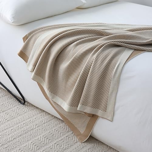 Striped Knitted Throw Blanket, Acrylic Super Soft Warm Blanket for