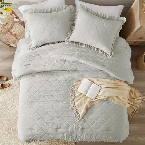 Degrees of Comfort Ruffle Edge Comforter Set - King/Cal King Gray