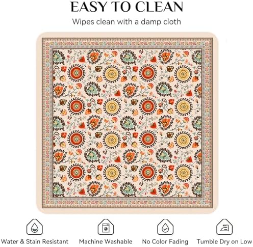 Square Tablecloth 60x60 Inch, Stain Resistant Wrinkle Free Card Table