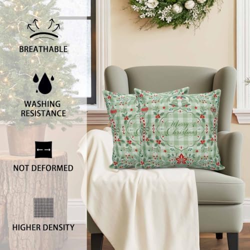 Outdoor Pillow Covers 18 x 18, Christmas Waterproof Throw Pillow Cover