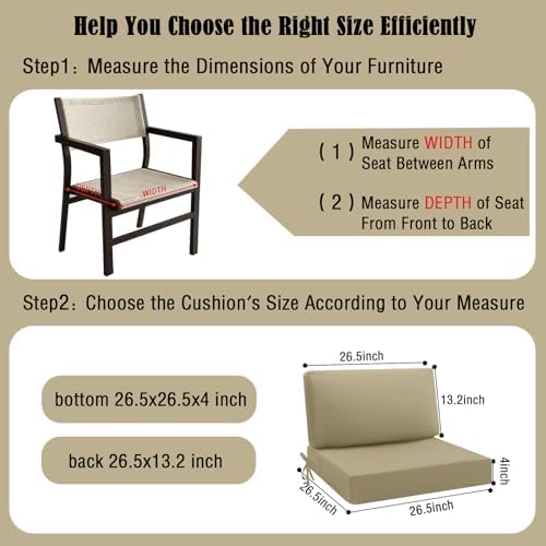 idee-Home Outdoor Cushions for Patio Furniture, Outdoor Seat Cushion