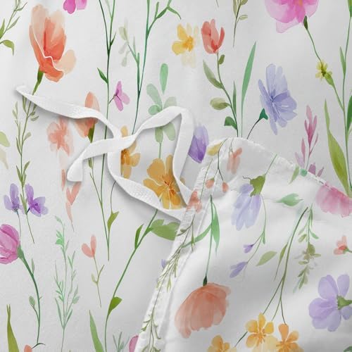 California King Duvet Cover Set Cheerful Wildflower Pattern Soft