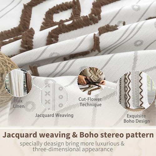 BGment Boho Brown Curtains Modern Design Jacquard for Living Room