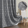 OWENIE Grey Shower Curtain Set, Jacquard Geometric Textured Fabric