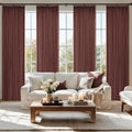 MIULEE Pinch Pleated Linen Curtains 40x96 Inch Chestnut Brown 4 Panels