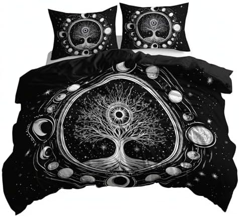 King Duvet Cover Reversible Design, Tree of Life Fantasy Soft Bedding
