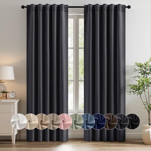 MIULEE Grey Pinch Pleat Blackout Curtains 40x84 Inch Length 2 Panels