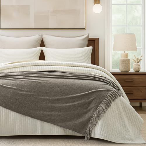 EverGrace Chenille Knit Throw Blanket for Couch, 60"x80", Taupe