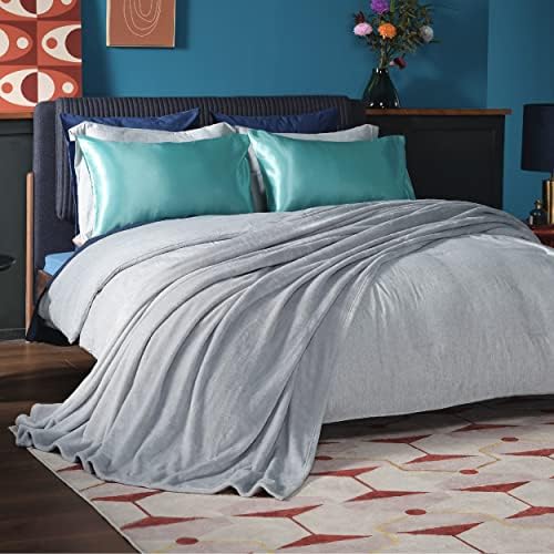 Bedsure GentleSoft Fleece Blankets Queen Size Light Grey - Bed Blanket