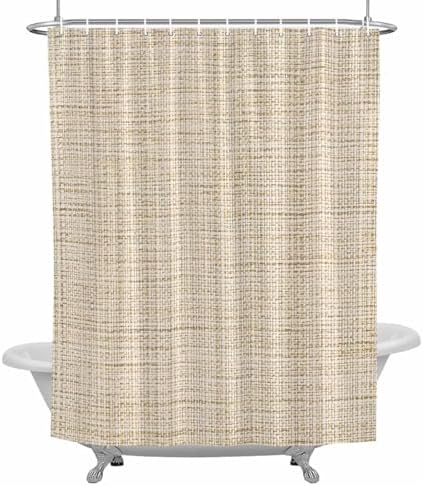 Brown Shower Curtain 84 inches Extra Long Linen Texture Modern