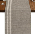 Flax Gray Table Runner 72 inches Long Oatmeal Beige Woven Fabric