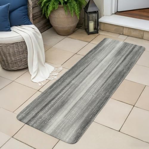 Long Bathroom Runner Rug, Grey Ombre Absorbent Non Slip Washable Rug