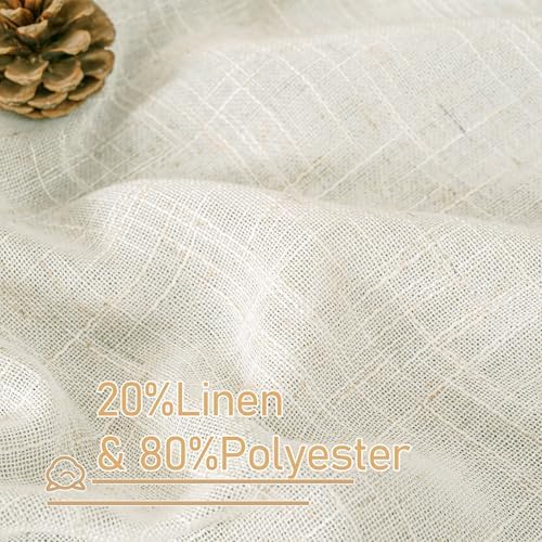 LAMIT Cream Linen Curtains 63 Inch for Bedroom Small Window 2 Panels
