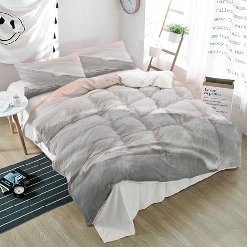 Duvet Cover Set Full, Boho Beach Waves Gray Gradient 3 Piece Bedding