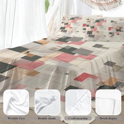Shrahala Abstract Minimalist Art Twin XL 4 Piece Sheets Set, Geometric