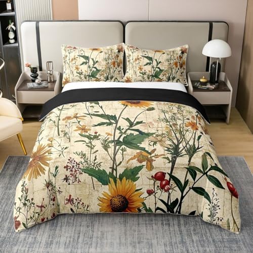 Erosebridal Boho Flower Floral 100% Cotton Duvet Cover Queen Size