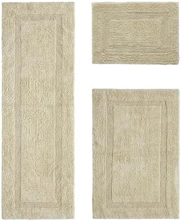 Better Trends Bathroom Rug 3 Piece Set 100% Cotton Sand