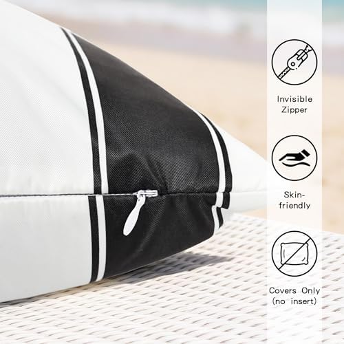 Outdoor Waterproof Throw Pillow Covers 18x18 Inch Set of 2, Striped