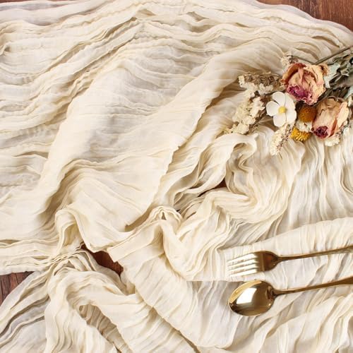 Cream Cheesecloth Table Runner 10FT Rustic Gauze Cheese Cloth Table