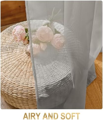 Foil Stripe Grey Sheer Curtains 63 inches Length 2 Panels with