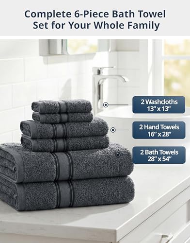 LANE LINEN Large Bath Towel Set Absorbent Quick Dry 100% Cotton - Cool