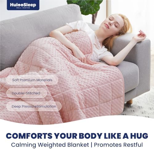 Huloo Sleep Weighted Blanket Twin 15lbs for Adult(48"×78",Pink)