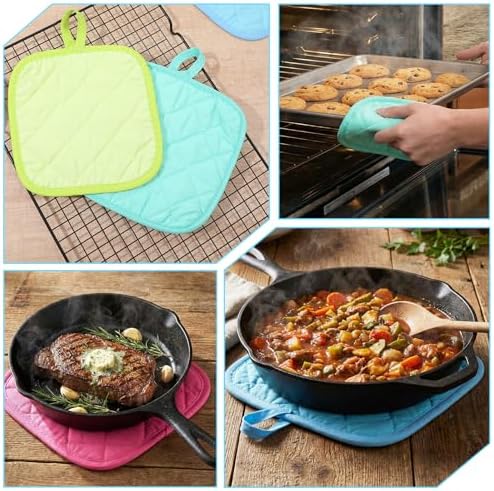24 Pcs Pot Holders for Kitchen, Heat Resistant Cotton Blend Hot Pads &