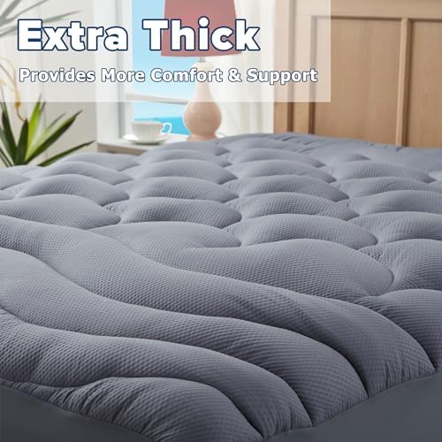ELVEN HOME Queen Mattress Pad for Back & Hip Pain Relief, Pillow Top