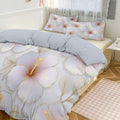 Simple Watercolor Hibiscus Flower Duvet Cover King 3Pcs, Breathable