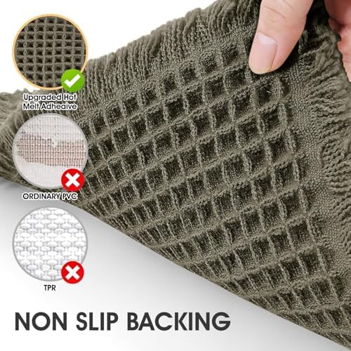 IM HOME Upgrade Waffle Bath Mat Set 2 Piece, Greyish Green, Boho