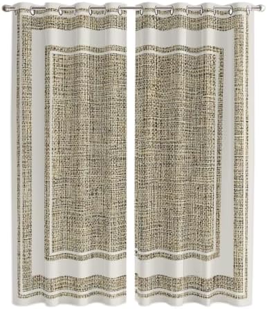 Beige Rustic Window Curtains 96 Inch Length 2 Panels Set, Farmhouse