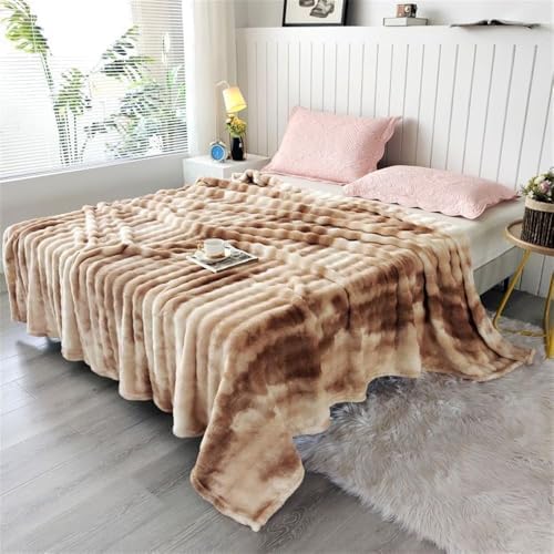 Luxury Faux Fur Throw Blanket, Ultra Cozy Soft Fluffy Fuzzy Blanket