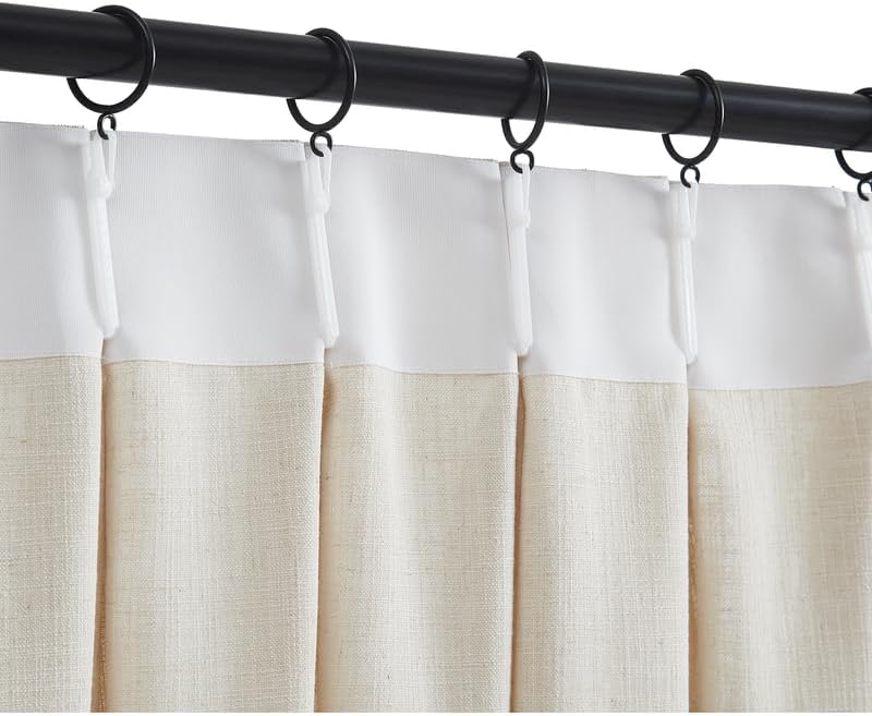 CURTARRA Sabrina 26W x 102L Inch Pinch Pleated Linen Curtains, Light