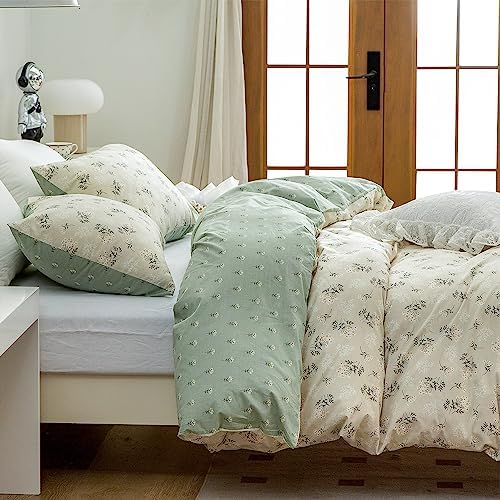 Jane yre Floral Duvet Cover Queen, Brushed Microfiber 3 Pieces Floral