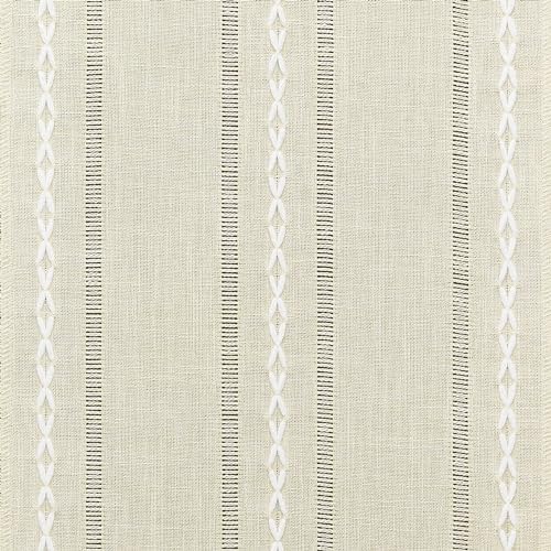 Hemstitched Farmhouse Table Runner, Beige 13x36 Inch, Cotton Linen