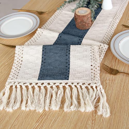 FEXIA Boho Table Runner for Home Decor 12x108 Blue Fall Rustic