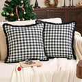 18x18 Black and White Christmas Outdoor Plaid Throw Pillow Covers Set